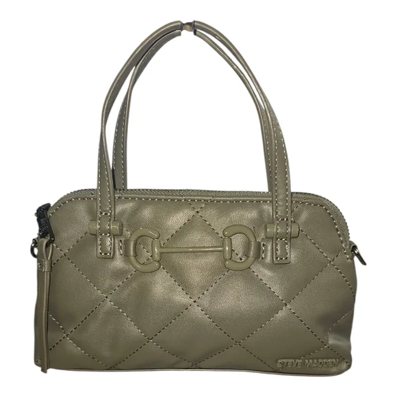 STEVE MADDEN 4Pc Mini Olive Quilted Satchel/Crossbody Bag w 2 Straps